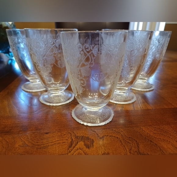 Other - VINTAGE, JUICE, WINE OR DESSERT GLASSWARE, BEAUTIFULLY ETCHED.